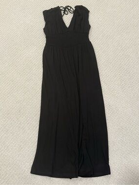 Old Navy Black Smocked Waist Halter Jumpsuit Size Small